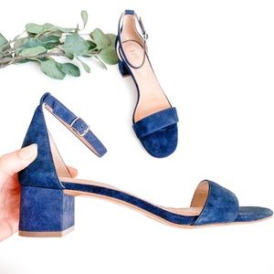 J. Jill Ariane Block Heel Sandals Navy Blue Size 9